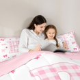 thumbnail image 4 of Manfei Teens Kawaii Grid Letter Monogrammed B Twin Comforter Sets 3-Piece,Kids Girls Cartoon Plaid Bowknot Bedding Set,Pink Reversible,Breathable Home Decor, 4 of 6