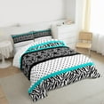 thumbnail image 3 of Feelyou Mandala Tribal Damask Full Size Comforter Sets, Leopard Cheetah Print Bedding Comforter Set, Cyan Cycle Polkadots Reversible Bedding Sets, Microfiber Bedroom Decor, 3pcs, 3 of 8