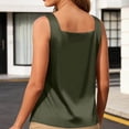 thumbnail image 5 of Women's Satin V Neck Wide Strap Tank Tops Solid Color Loose Casual Shirts For Work Party And Vacation, 5 of 6