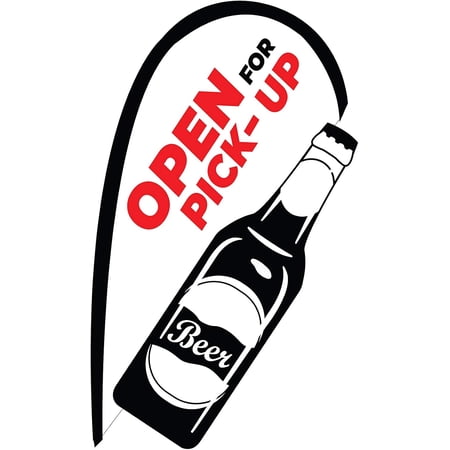 Indoor Outdoor Double Sided Window Flag for Business Sign Drive Thru, Delivery, Pick Up, Business and We are Open Small 3D Flag Kit for Small Business (Beer)