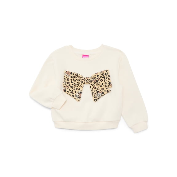 Minnie Mouse Toddler Girls Fleece Novelty Crew Sweater, Sizes 2T-5T