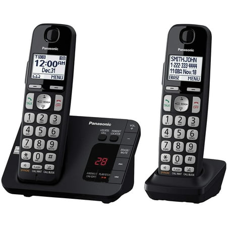 Panasonic Cordless Phone with Answering Machine and Call Blocking, 2 Handsets, KX-TGE432B DECT 6.0
