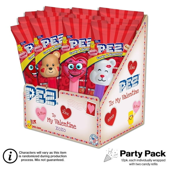 PEZ Valentine's Day Candy Dispensers, 12 Count, 6.96 oz