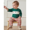 thumbnail image 3 of Toddler Baby Girl Christmas Outfit Santa Claus Embroidery Crewneck Long Sleeve Pullover Sweatshirt and Plaid Pants 2Pcs Fall Winter Clothes Set, 3 of 8