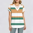 thumbnail image 4 of Aimik Women's Casual Striped Print T-Shirt with V-Neck and Short Sleeve Fashion Cross-Neckline Summer Top, 4 of 6