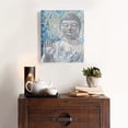 thumbnail image 3 of Buddha Head Wall Decor: Indigo Blue Buddha Giclee Prints on Canvas Decorations for Living Room Office Wall Decor Buddha Wall Art Easy Hanging with Frame (12"x12"x1 Panel), 3 of 6