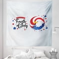 thumbnail image 1 of 4th of July Tapestry, Stars and Eagle Ornamented Happy Independence Day Text Image, Fabric Wall Hanging Decor for Bedroom Living Room Dorm, 5 Sizes, Pale Blue Grey and Multicolor, by Ambesonne, 1 of 1