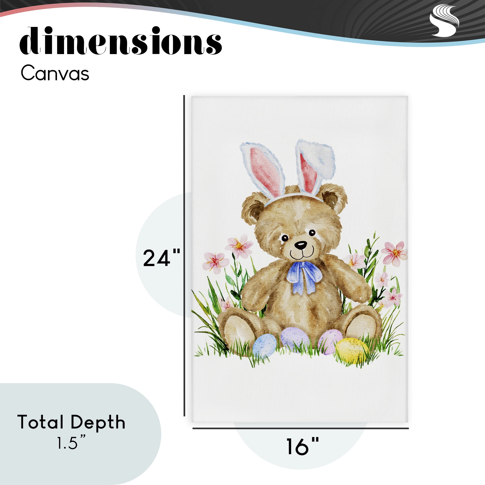 Springy Easter Teddy Bear Canvas Wall Art, design by Amy Hall
