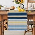 thumbnail image 5 of Vintage Stripes Table Runner, Yellow Navy Blue Striped Retro Lines Kitchen Table Runners Dress Scarves for Table Decorations Party/Restaurant/Indoor Outdoor Use, 13x90in, 5 of 9