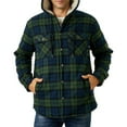 thumbnail image 2 of CharmCyan Men’s Hooded Sherpa Lined Plaid Flannel Shirt Jacket with Button Down Front and Chest Pocket for Outdoor Workwear Green 3XL, 2 of 2