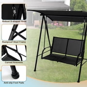 Costway 2-Seat Patio Swing Porch Swing with Adjustable Canopy for Garden Black