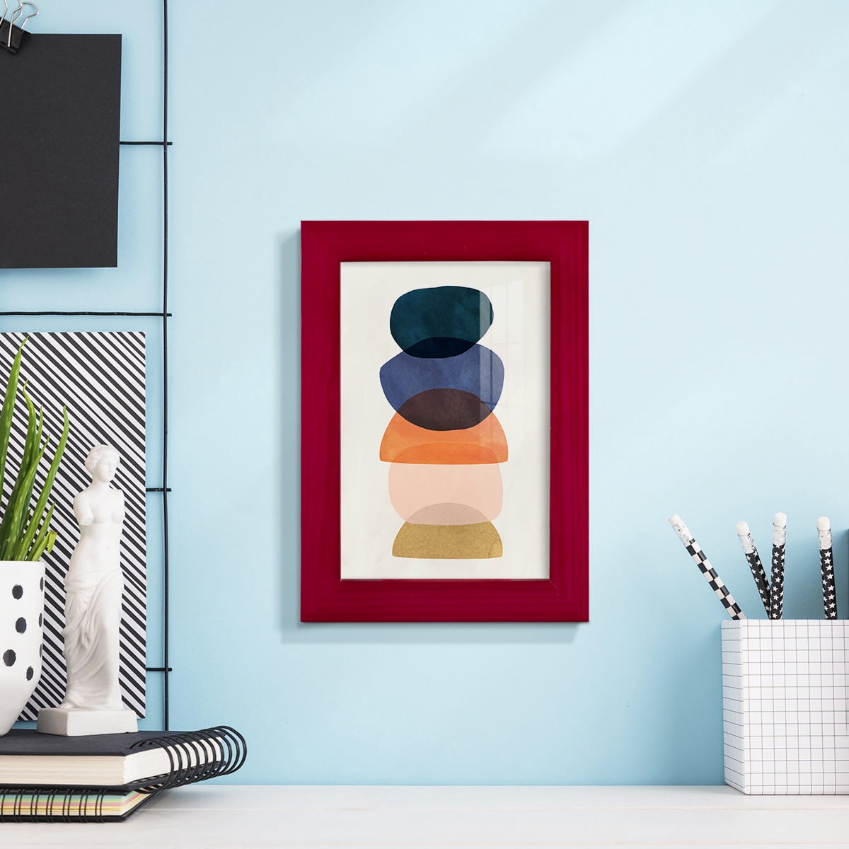 Mod Pods I -Framed Print w/glass-Cherry Red