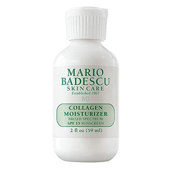Mario Badescu Hidratante facial de colágeno para mujeres y hombres con SPF 15 para piel mixta y sensible, crema facial hidratante diurna con colágeno y aceite de semilla de algod