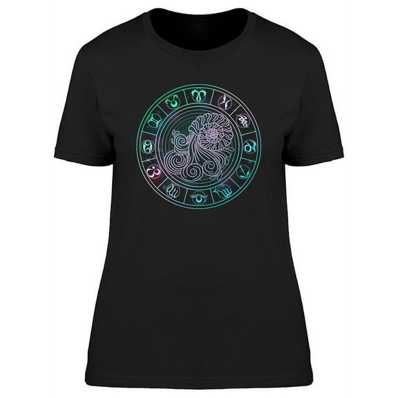 Aquarius Zodiac Circle Graphic Tee Women's -Image by Shutterstock