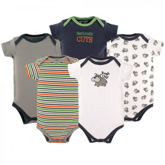 Luvable Friends Short Sleeve Bodysuits, 5pk (Baby Boys)
