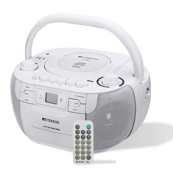 Combo de reproductor de CD y casetes Boombox Retekess TR621, color blanco