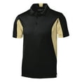 thumbnail image 7 of Mens Side Blocked Polyester Micropique Sport-Wick Polo Black/ Vegas Gold X-Small, 7 of 7