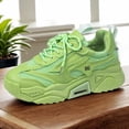 thumbnail image 1 of Zapatillas de deporte gruesas para mujer, zapatillas de deporte de suela gruesa, transpirables con cordones para entrenamiento físico, 1 of 8