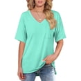 thumbnail image 2 of T-shirts d'Été pour Femmes à Manches Courtes T-Shirts Mignons à Col en V, 2 of 4