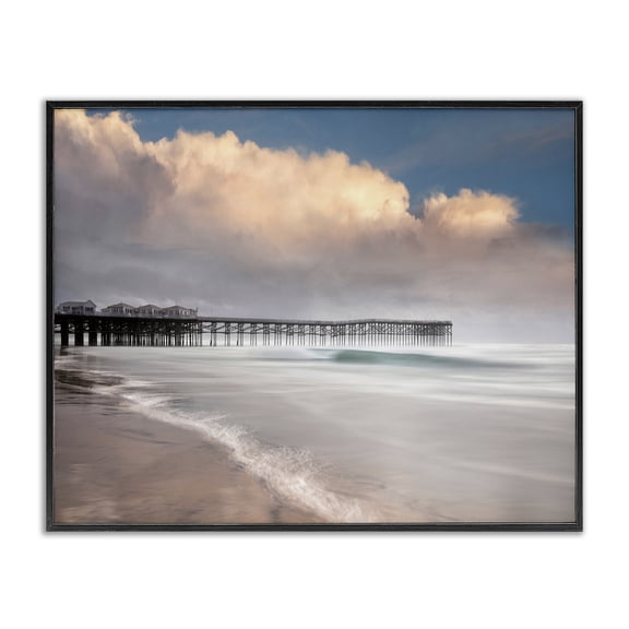 Stupell Industries Rustic Lodge Beach Wharf Nautical Landscape Black Framed Giclee Art, 14 x 11, by Lee Sie