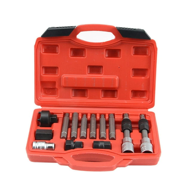 Almencla 13 Pieces Alternator Pulley Remove Install Tool Kit Sturdy Maintenance Tools