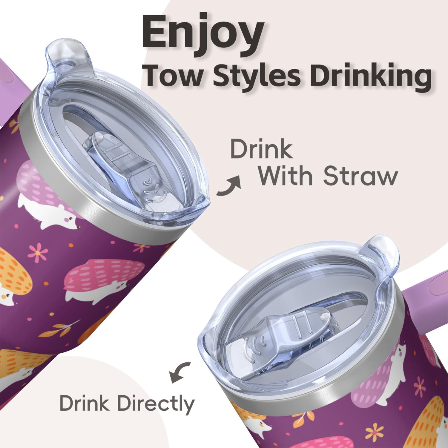 20oz Hedgehog Stainless Steel Tumbler with Handle and Straw Insulated Travel Water Bottle with Lid and Straw Perfect Gift for Birthdays Holidays Anniversaries for Women Men Hedgehog Lovers