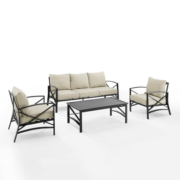 Crosley Furniture Kaplan Oil Rubbed Bronze 4 Piece Outdoor Sofa Set with Oatmeal Cushions