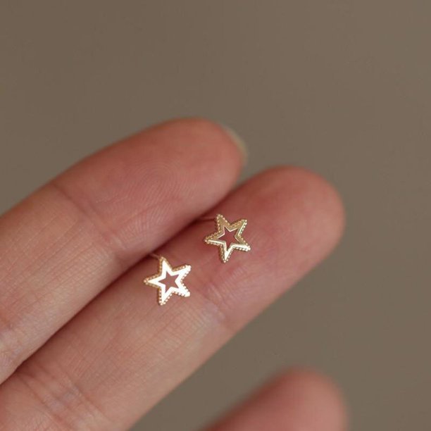 Pendientes de plata de ley 925 con microincrustaciones de cristal japonés, chapado en estrella de cuatro puntas, pendientes de oro de 14 k para mujer, joyería pequeña y bonita para banquetes Tan Jianjun unisex