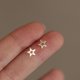 thumbnail image 1 of Pendientes de plata de ley 925 con microincrustaciones de cristal japonés, chapado en estrella de cuatro puntas, pendientes de oro de 14 k para mujer, joyería pequeña y bonita para banquetes Tan Jianjun unisex, 1 of 2
