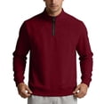 thumbnail image 3 of ZUBKTE Men's Quarter Zip Cotton Pullover Lightweight Mock Neck Sweatshirt Casual Long Sleeve Shirts M-3XL, 3 of 7