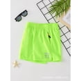 thumbnail image 4 of Bovxnpu Boys Casual Athletic Shorts Kids Solid Elastic Ice Silk Elastic Waist Summer Sports Shorts, 4 of 6