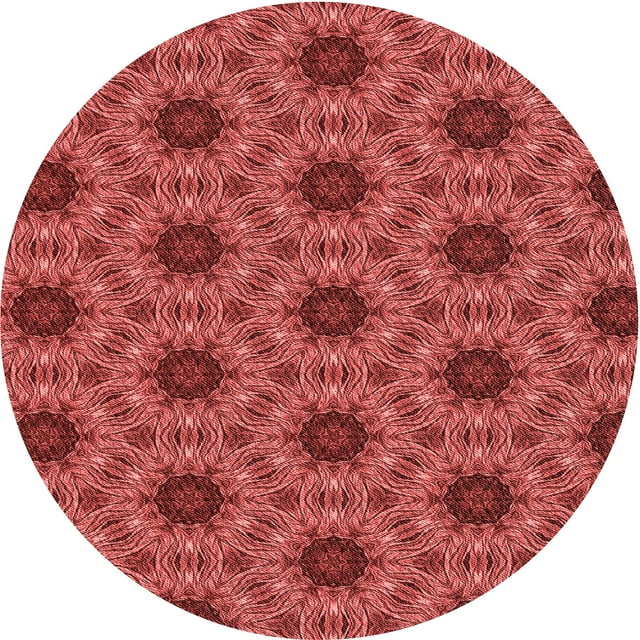 Ahgly Company Tapis Rond Lavable en Machine Intérieur Transitionnel Rouge, 3 Pieds Rond