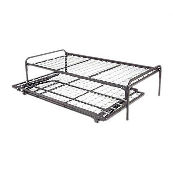 Twin Size Dark Black Metal Day Bed (Daybed) Frame & Pop Up Trundle (39'' Twin Size)