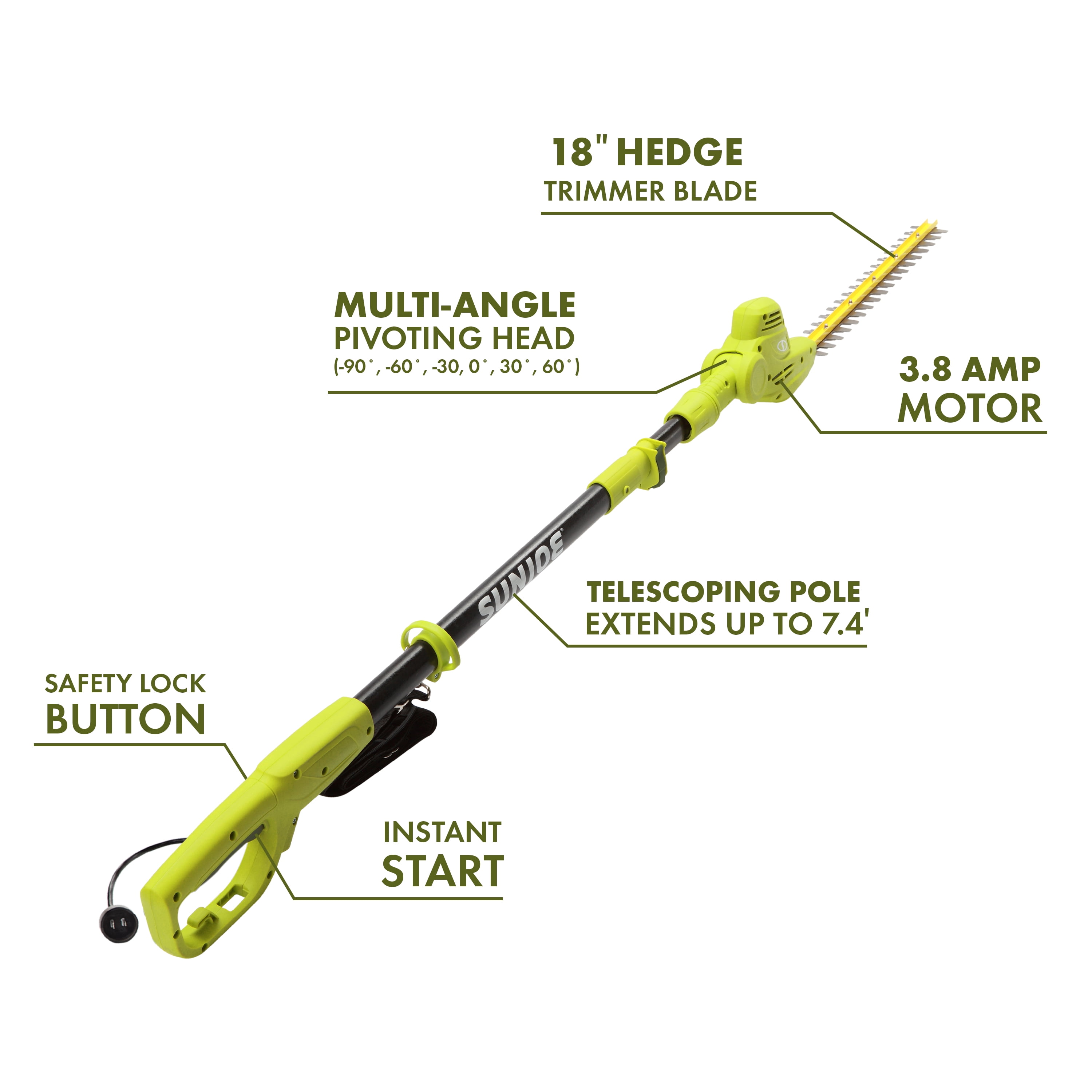 Sun Joe Electric 18 inch Telescoping Pole Hedge Trimmer Multi