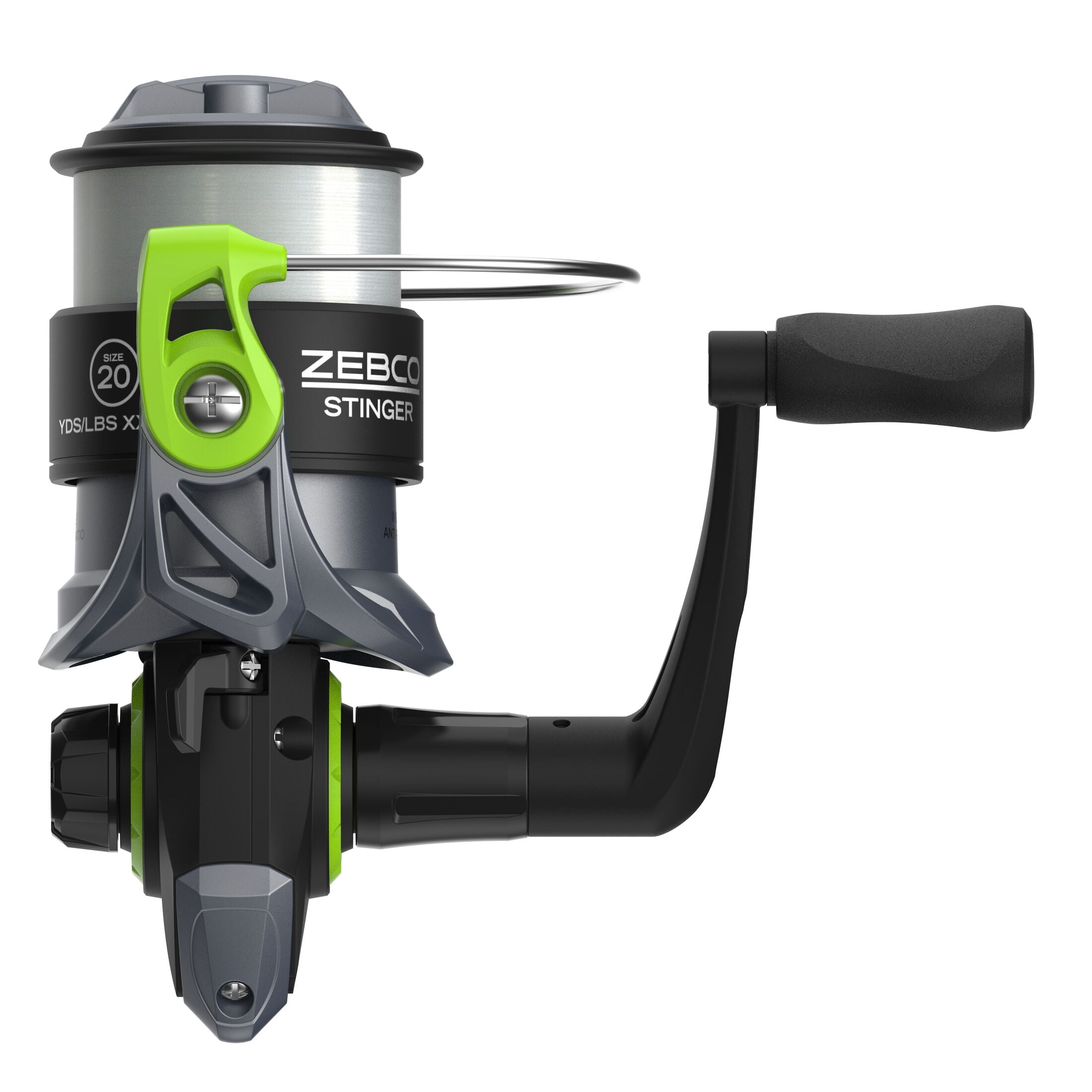 Zebco Stinger Spinning Fishing Reel, Size 20, 5.1:1 Gear Ratio, 1+1 Bearings, 8-Pound Line (Clam Packaging)