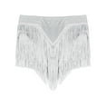 thumbnail image 3 of YiZYiF Kids Girls Sequins Tassel Skirts Shorts Sparkly Belly Dance Skirts Shorts Disco Dance Bottoms White 12, 3 of 6
