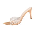thumbnail image 2 of DIVVce Clear Pearl Embellished Mule Heel Sandals For Women Open Toe Slip On Comfort Evening Footwear, 2 of 8