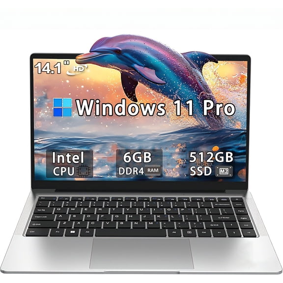 BULANUO 14.1" Student Laptop Computer Windows 11 Pro Intel Celeron N4000 Processor 6GB RAM 512GB SSD Thin and Lightweight home school PC Computer for Work WiFi 5, BT4.2