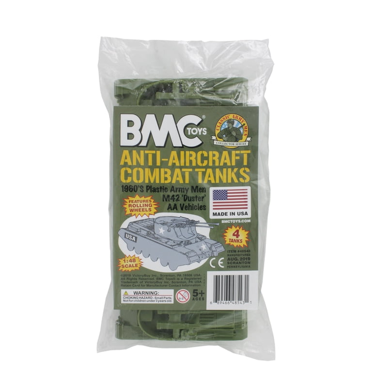 BMC Classic Payton Anti-Aircraft Tanks - 4pc OD Green Plastic Army