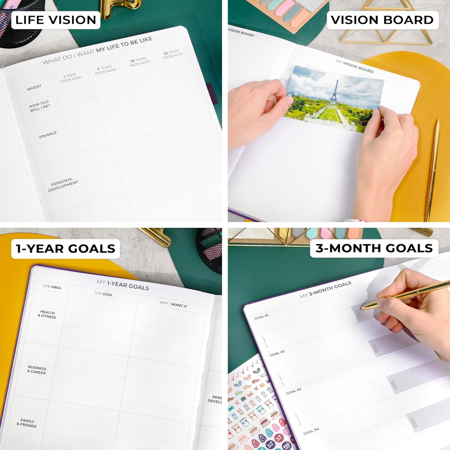 Planner Pro Premium A4 Undated Weekly Monthly Budget Organizer with Stickers for Productivity Goals