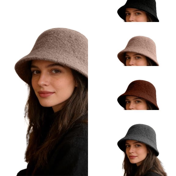 AJGRHE Women Cloche Bucket Hat Vintage Wool Felt Hat Winter Warm Bowler Cap Ladies Fedora Fall Bell Round Cap Khaki One Size