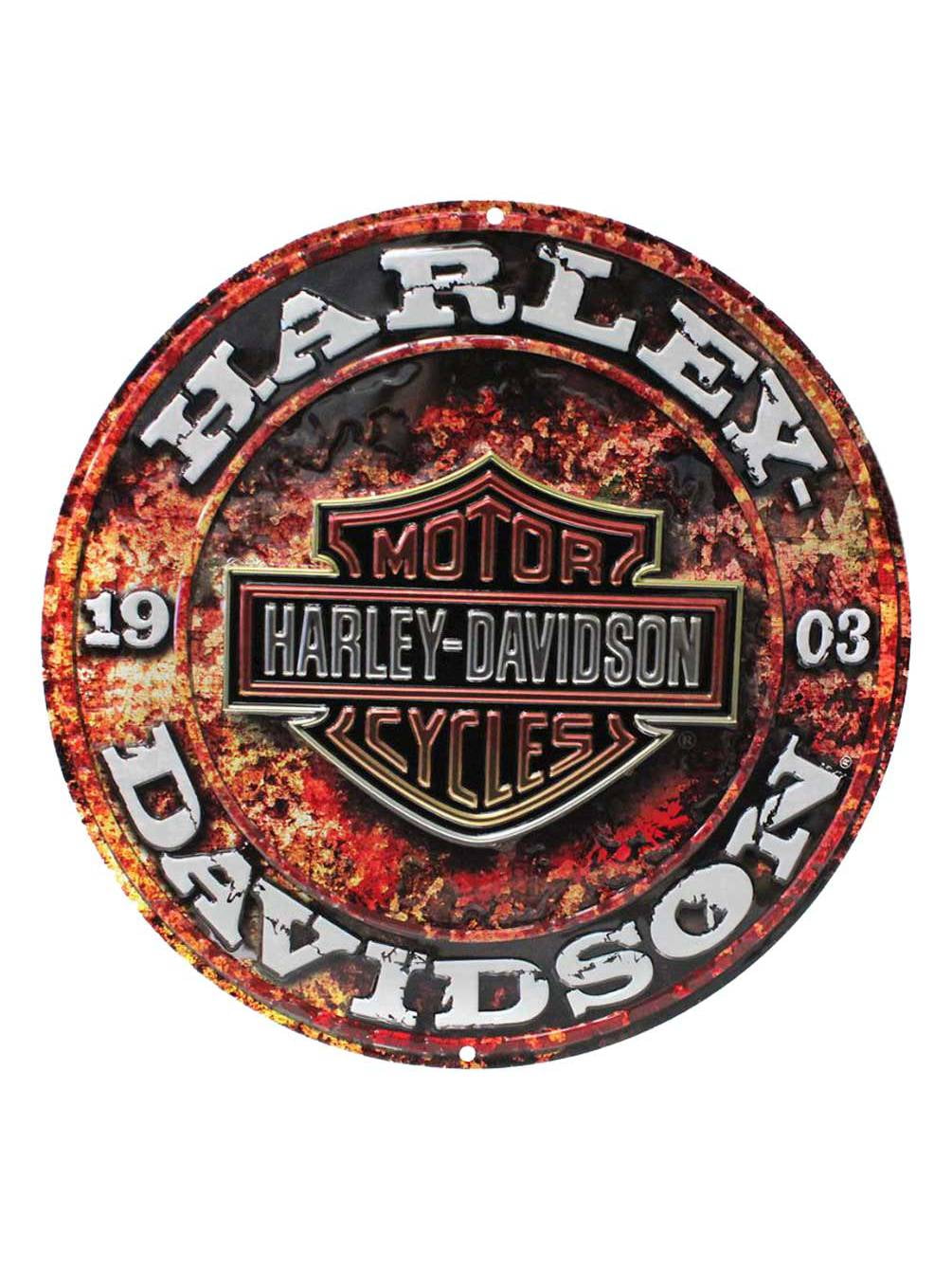 HARLEY-DAVIDSON Genuine w/ Banner Embossed MOTORCYCLE SIGN MAGNET HD VINTAGE 