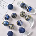 thumbnail image 6 of Twfbrm 16 Pcs Christmas Tree Balls Ornaments, 2.36" Blue & Gold Shatterproof Plastic Decorative Ball Pendants, 4 Style Glitter Xmas Tree Hanging Baubles Christmas Decorations for Home Party, 6 of 6