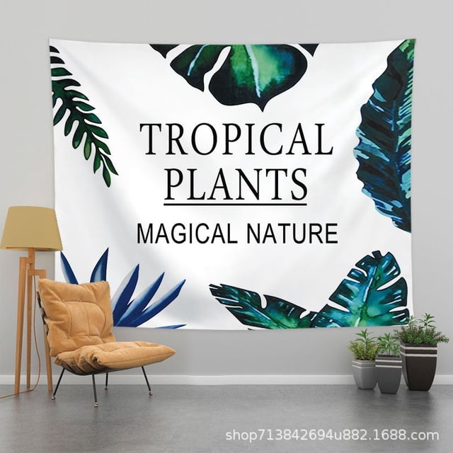Papel pintado de estilo nórdico digno de Instagram para dormitorios, con plantas blancas y tela de terciopelo grueso, 100 x 70 cm.