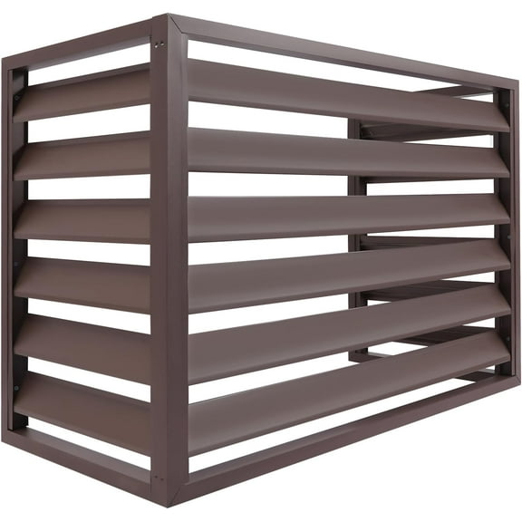 Air Conditioner Fence 3 Panels,Privacy Fence Covers, Composter Bin,Trash Can Fence,Aluminum Alloy Enclosure Panels for Hiding and Concealing Outside AC Unit (Coffee, L39.37*W19.69*H31.527.56in)