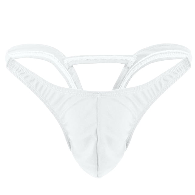 Hontri Intimates Men's Sretch G-String T-Back Micro Thong Briefs Underwear White One Size