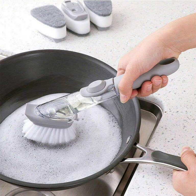 Kitchen Wash Pot Dish Brush Liquid Soap Dispenser Handheld Cleaning Brushes  Scrubber Household Cleaning Accessories Tool