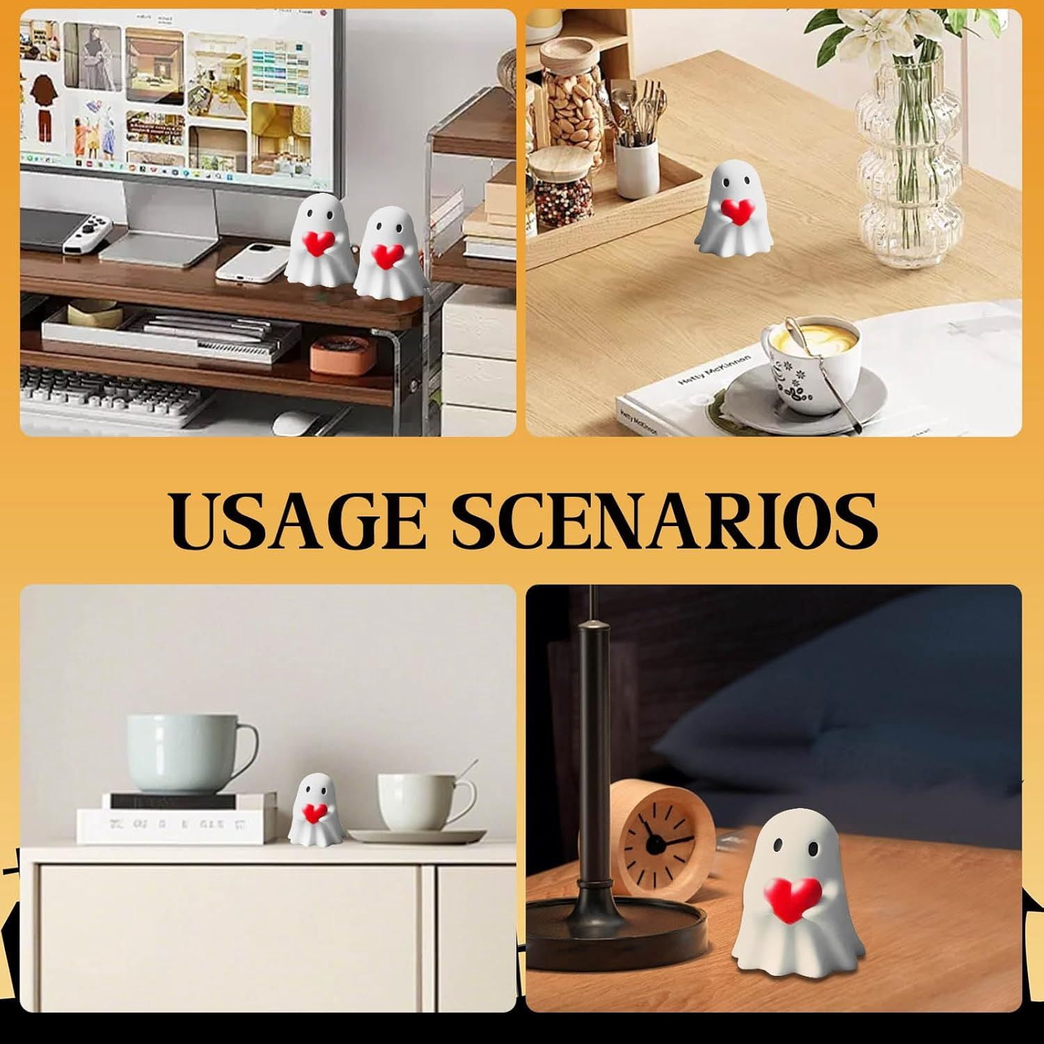 Handmade Resin Ghost Figurines for Halloween Home Decor and Gift Collection