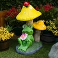 thumbnail image 6 of Alpine Corporation Solar Frog Relaxing Under Mushrooms Statue, 6 of 14