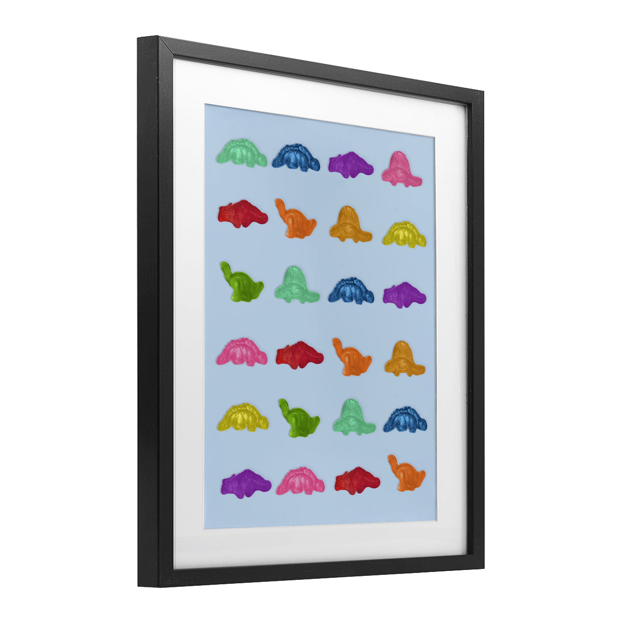 Stupell Industries Colorful Dinosaur Gummies Black Framed Print Under Glass, design by LISH Creative